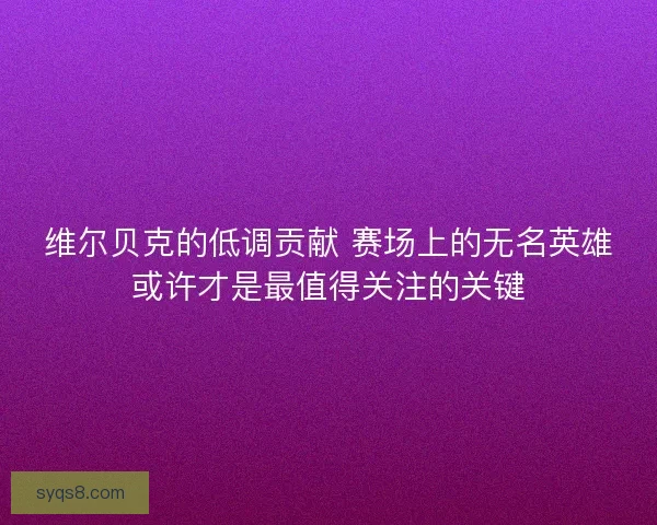 维尔贝克的低调贡献 赛场上的无名英雄或许才是最值得关注的关键